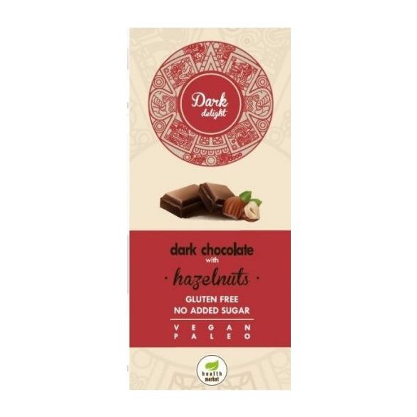 Health market paleo dark delight étcsokoládé egész mogyoróval édesítőszerekkel 80 g